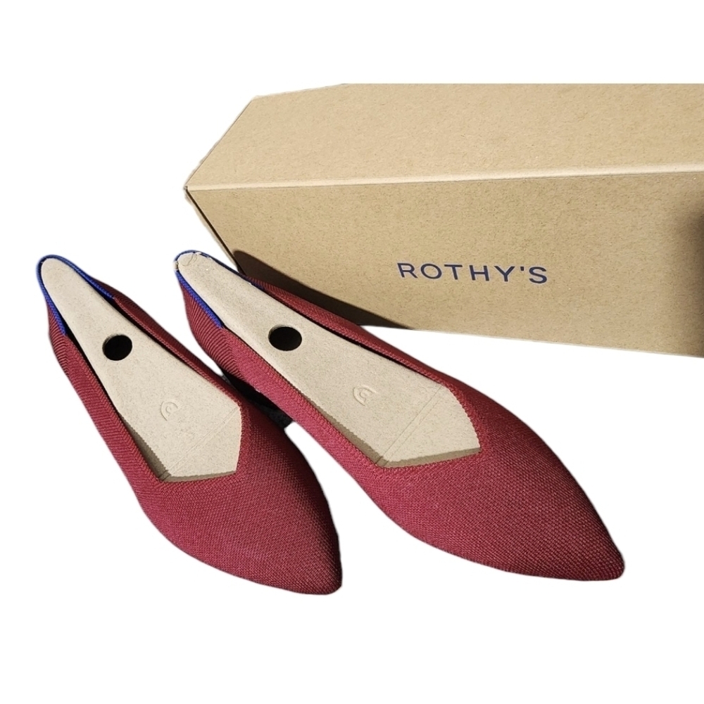 Rothys The High Point Comfort Heels Shoes Red Knit  Women's size 12.5